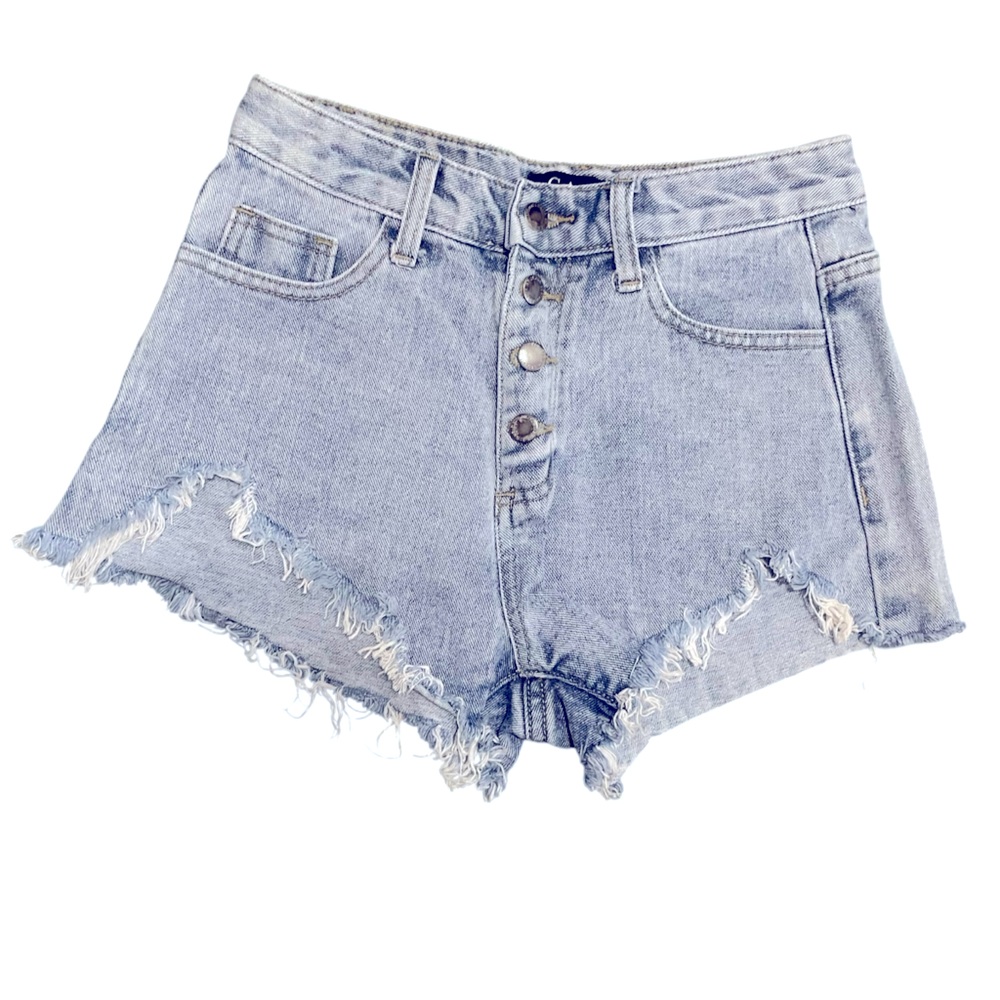 GA Custom Made Japanese Denim Shorts Size S High Waist High Cut‎ Coquette Lolita